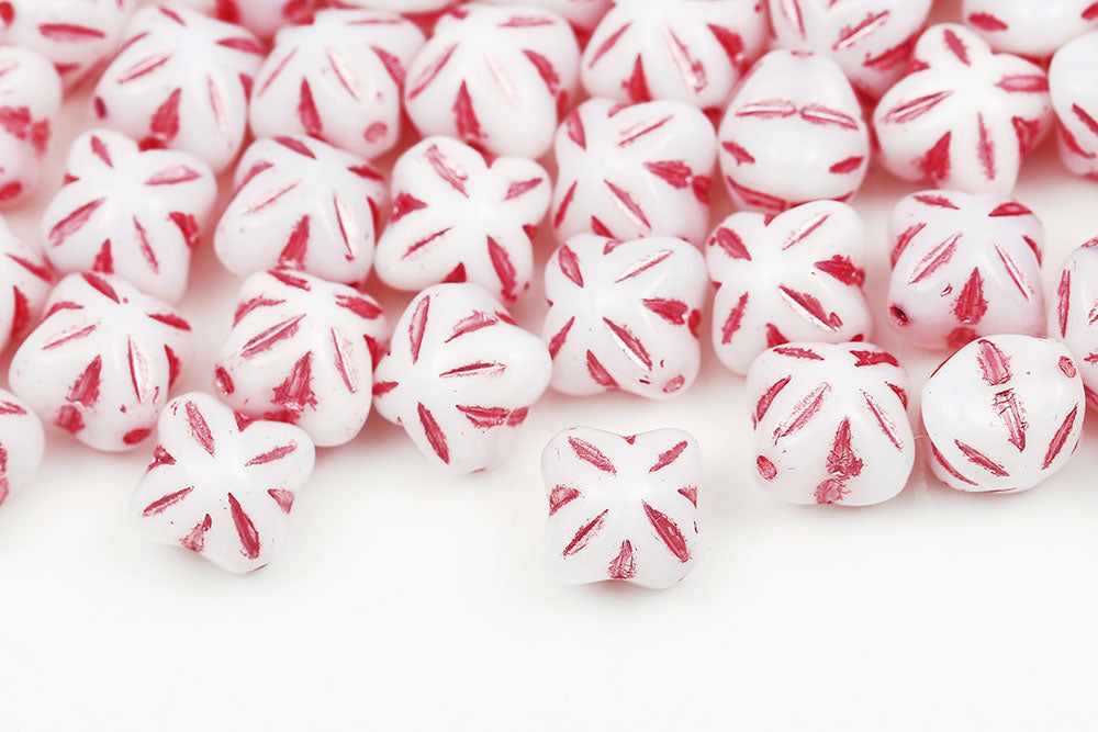 Cloves 8mm Chalk With Pink 1-Hole Czech Beads