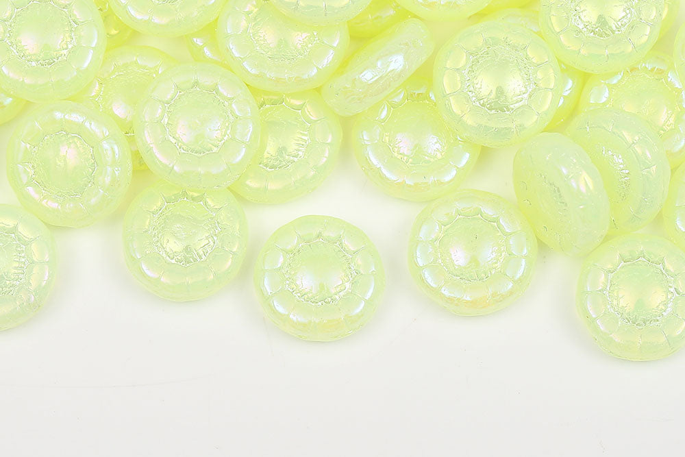 Sunflowers 13mm Opal Lt.Yellow Luster 1-Hole Czech Beads