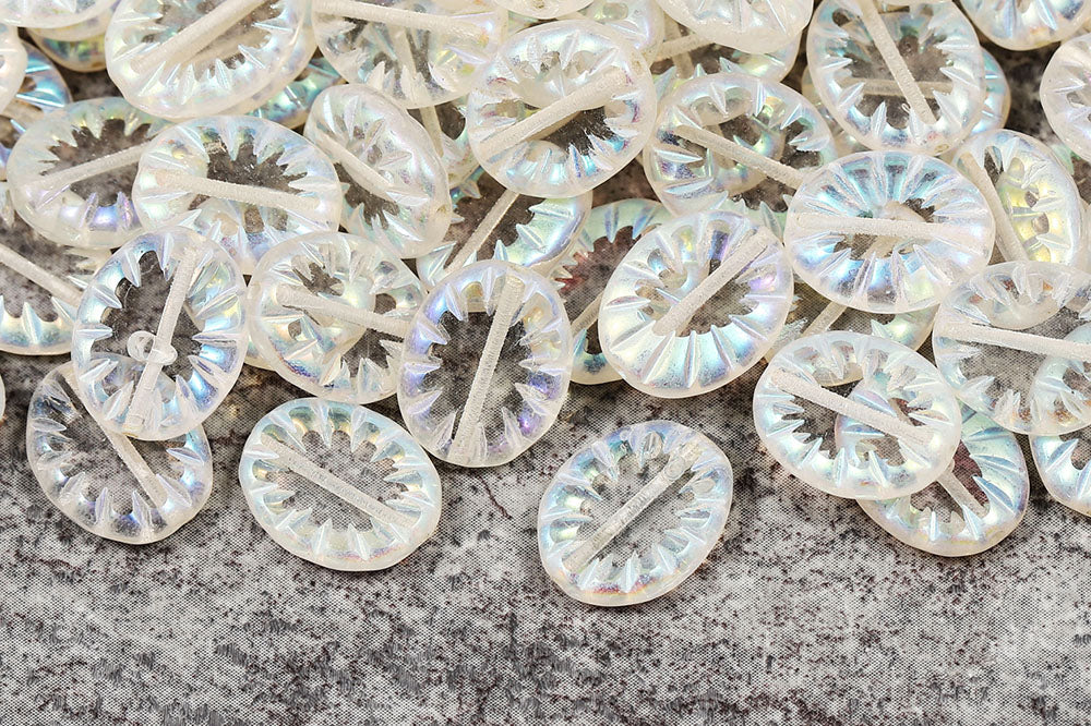 Rays Oval 14×12mm Crystal AB Full 1-Hole Czech Beads
