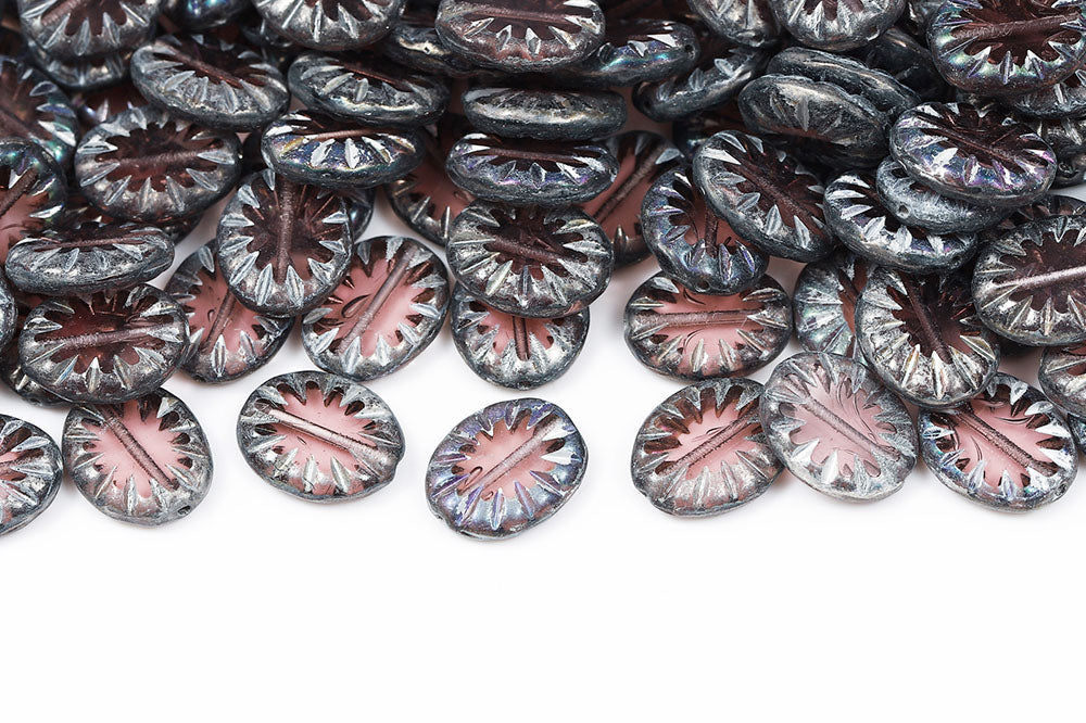 Rays Oval 14×12mm Lt.Amethyst Labrador 1-Hole Czech Beads