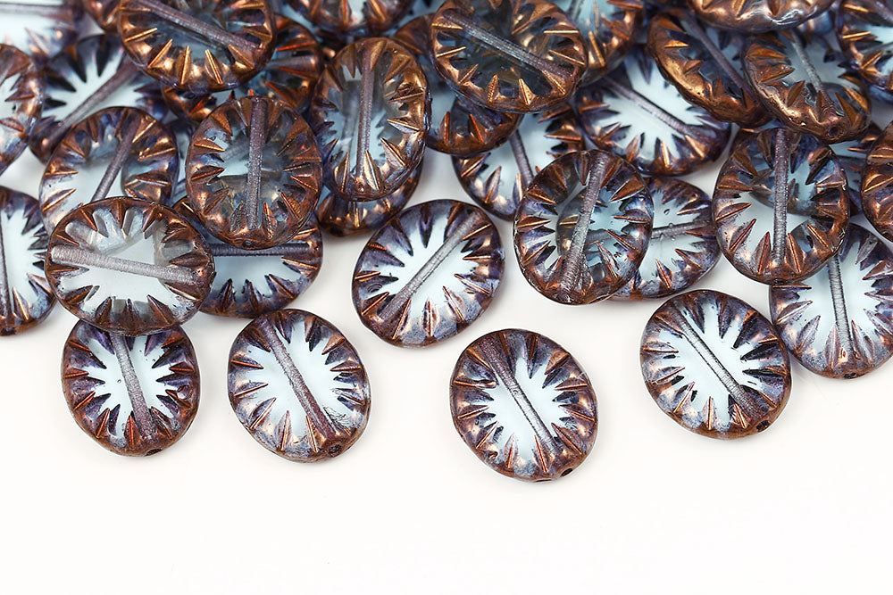 Rays Oval 14×12mm Lt.Sapphire Violet Luster 1-Hole Czech Beads