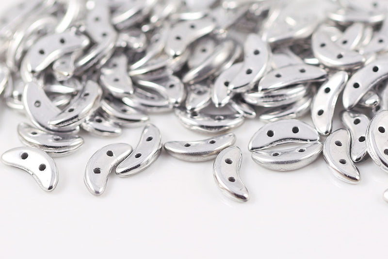 Crescent 3×10mm Crystal Labrador Full 2-Hole Czech Beads