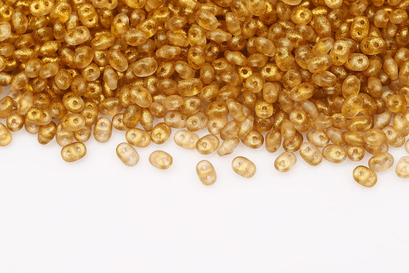 Superduo 5×2.5mm Frozen Amber Matt 2-Hole Czech Beads