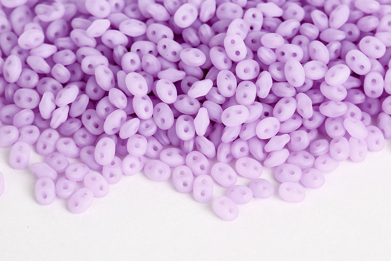Miniduo 2×4mm Opal Violet Matt 2-hole Czech Beads