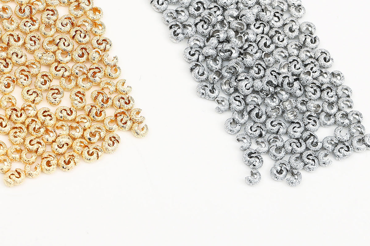 Sandblasting Gold Plated 3mm Crimp Covers