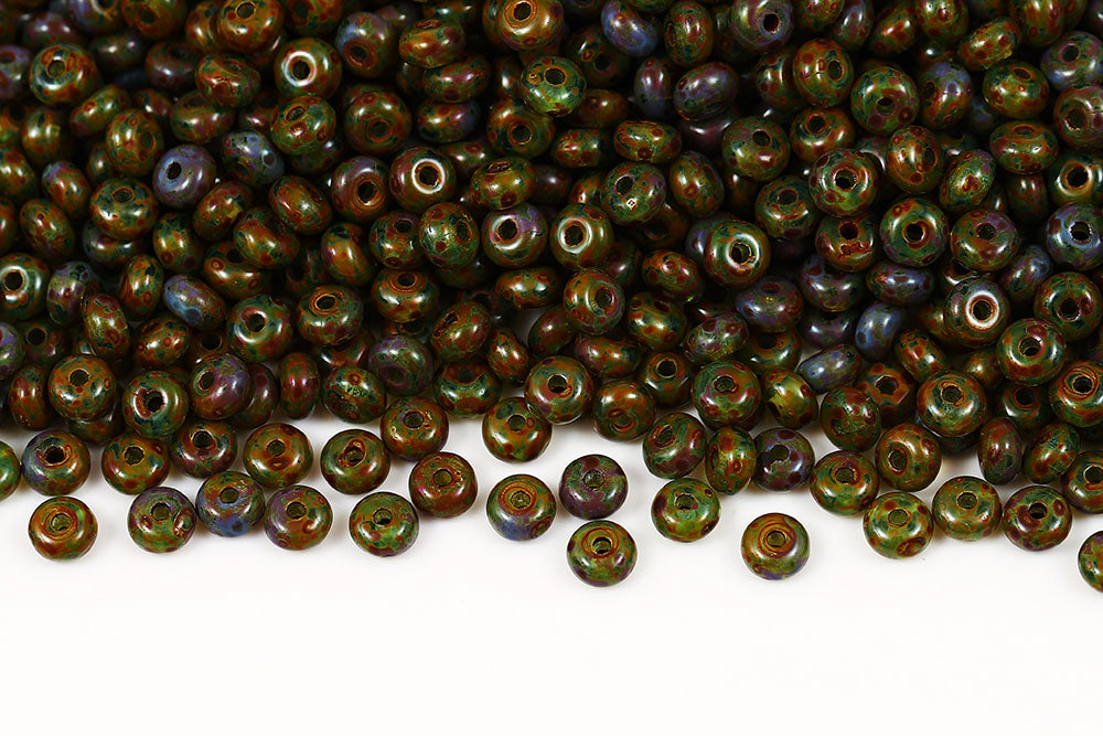 Spacer 2.5×4mm Aquamarine Travertin Dark 1-Hole Czech Beads