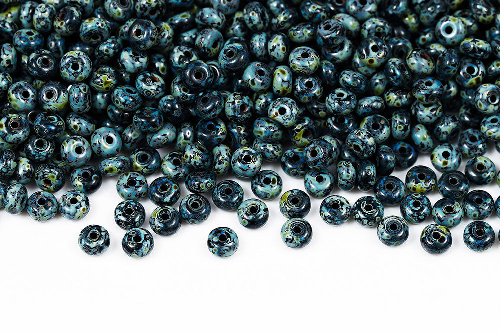 Spacer 2.5×4mm Black Travertin 1-Hole Czech Beads