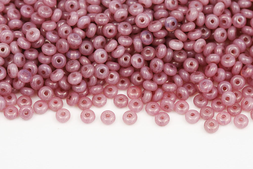 Spacer 2.5×4mm Chalk Pink Luster 1-Hole Czech Beads
