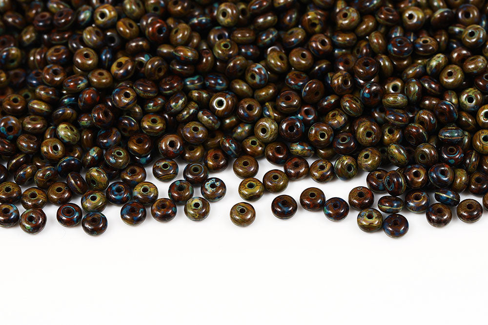Spacer 2.5×4mm Chocolate Travertin Dark 1-Hole Czech Beads