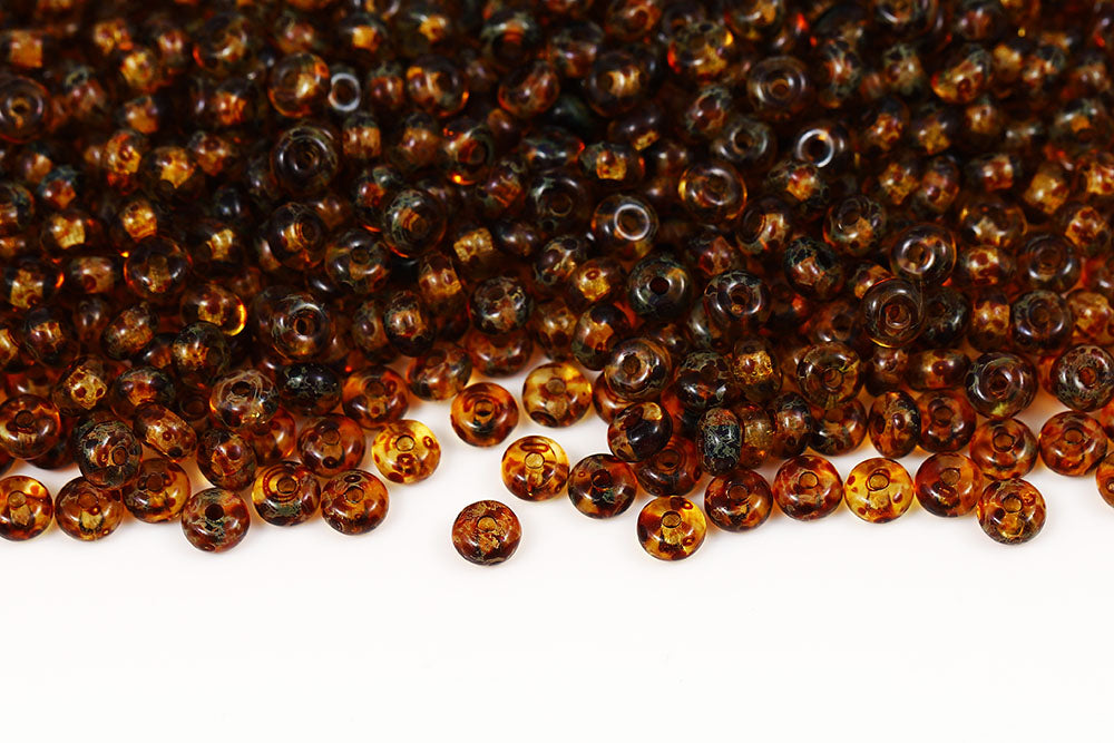 Spacer 2.5×4mm Crystal Travertin Dark 1-Hole Czech Beads