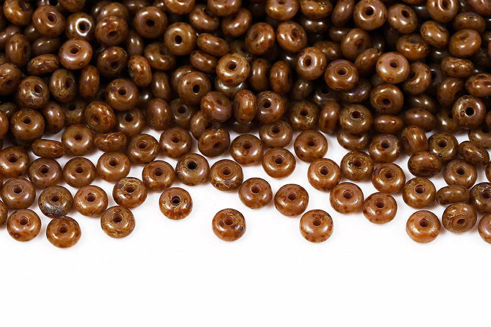 Spacer 2.5×4mm Opaque Purple Travertin 1-Hole Czech Beads