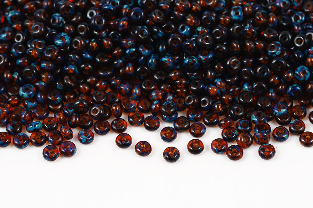 Spacer 2.5×4mm Topaz Travertin Dark 1-Hole Czech Beads