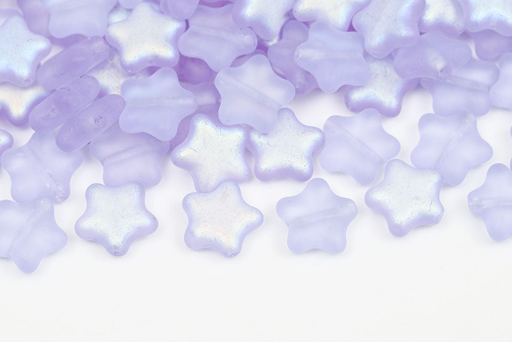 Star 12mm Violet AB Matt 1-Hole Czech Glass Beads