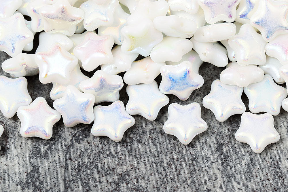 Star 6mm Chalk AB Full Czech Beads