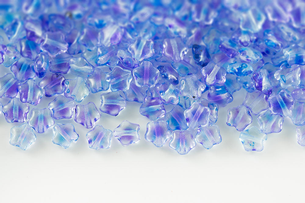 Star 6mm Summer Dark Blue Czech Beads