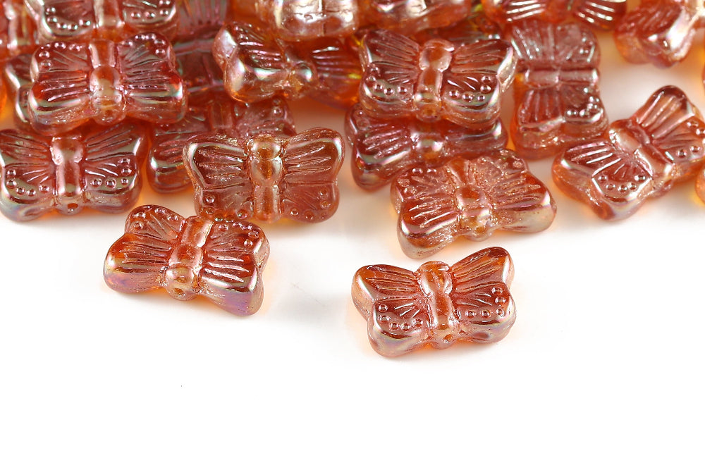 Butterfly 18×11mm Crystal Apricot Full  1-Hole Czech Beads
