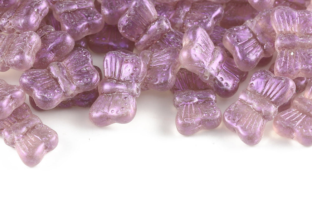 Butterfly 18×11mmLt.Amethyst With Purple Powder 1-Hole Czech Beads