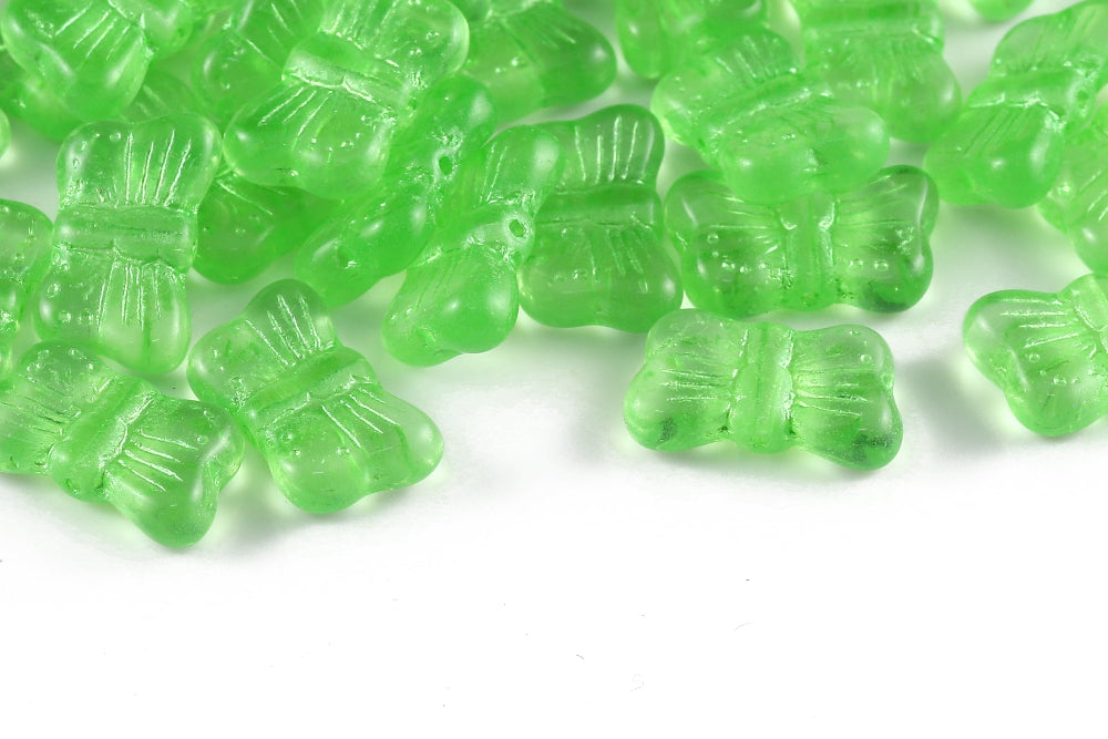 Butterfly 18×11mm Crystal Green With Metallic Green 1-Hole Czech Beads