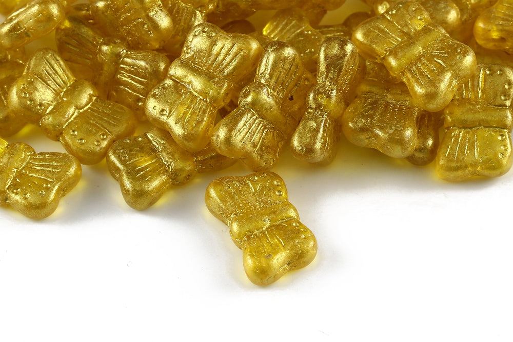 Butterfly 18×11mm Lt.Yellow Gold Powder 1-Hole Czech Beads