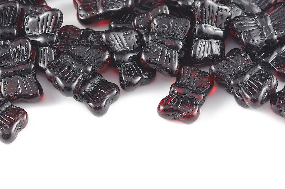 Butterfly 18×11mm Burgundy With Black 1-Hole Czech Beads