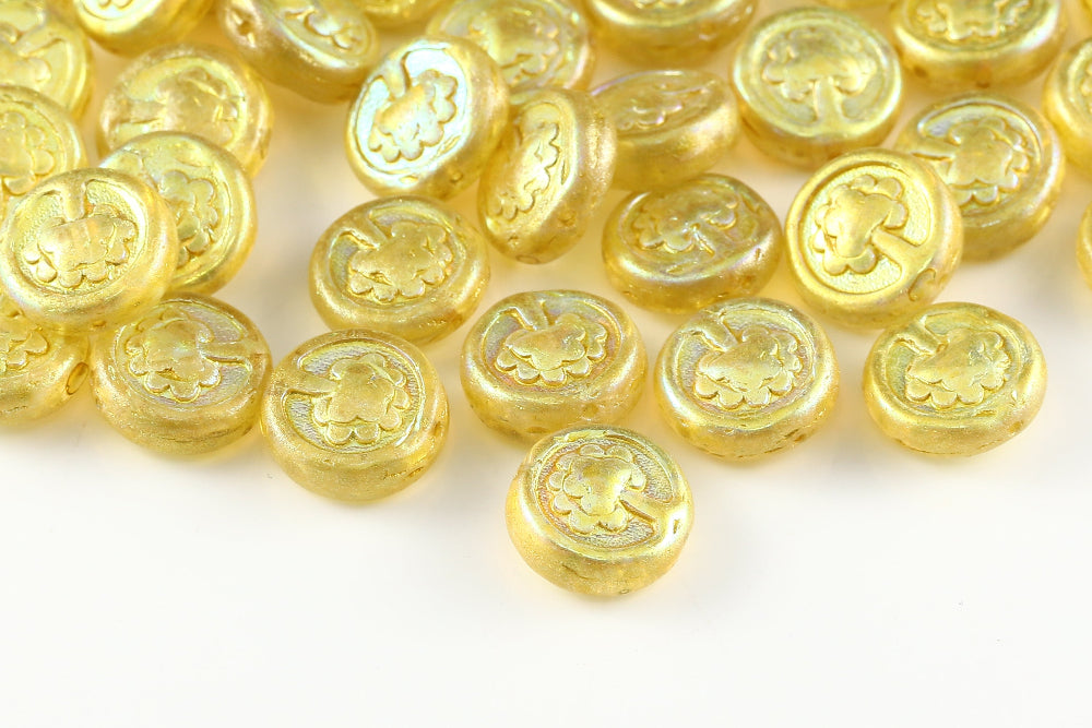 Lucky Tree 14mm Crystal AB Full Gold 1-hole Czech Beads