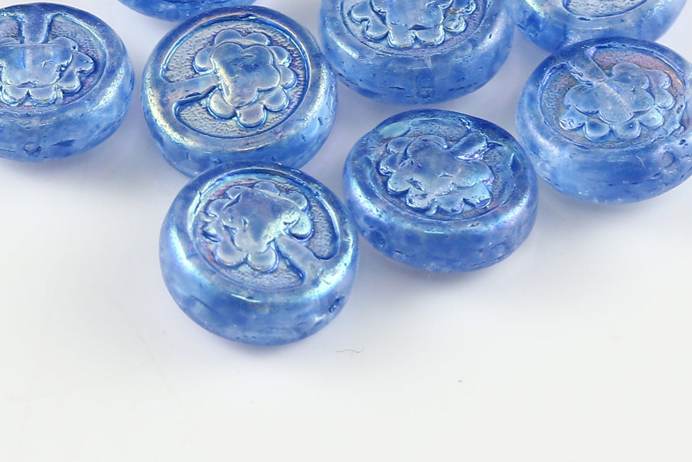 Lucky Tree 14mm Crystal AB Full Sapphire 1-hole Czech Beads