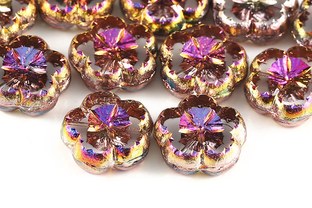 Bombax Flowers 17mm Crystal Sliperit Full 1-Hole Czech Beads