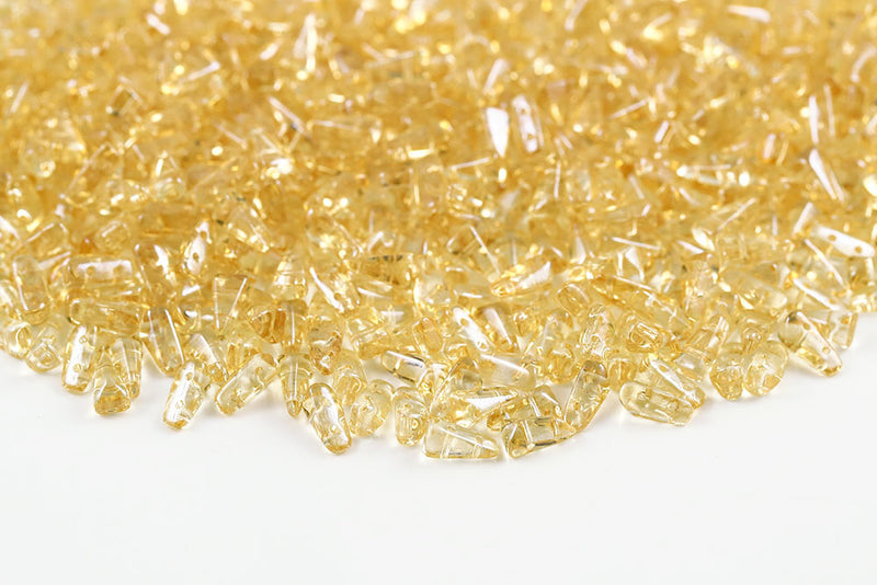 Vexolo 8×5mm Crystal Jonquil Luster 2-Hole Czech Beads