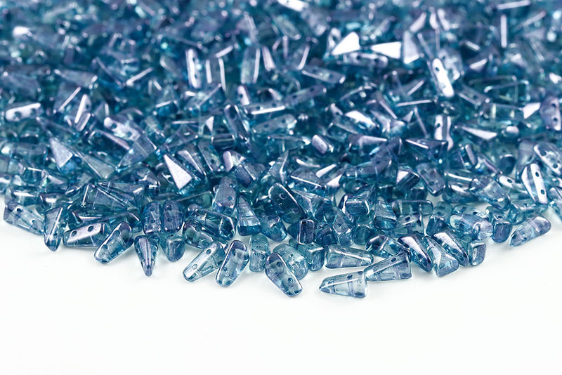 Vexolo 8×5mm Crystal Blue Luster 2-Hole Czech Beads