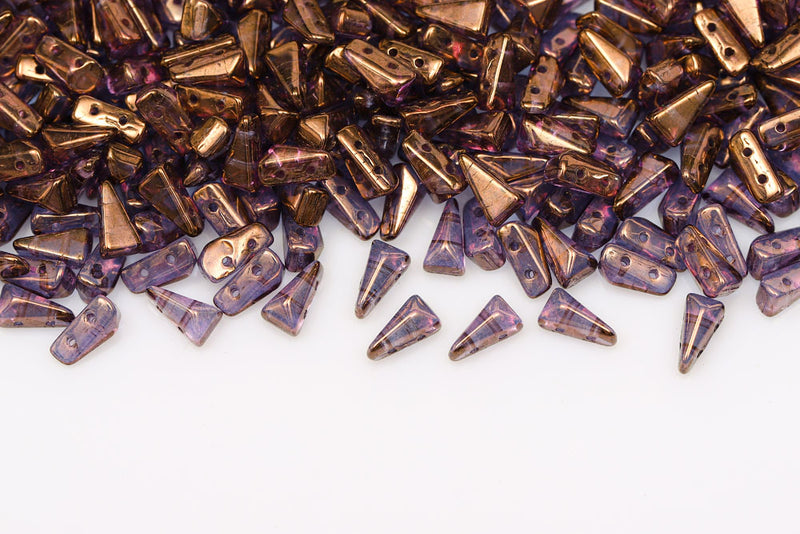 Vexolo 8×5mm Crystal Violet Luster 2-Hole Czech Beads