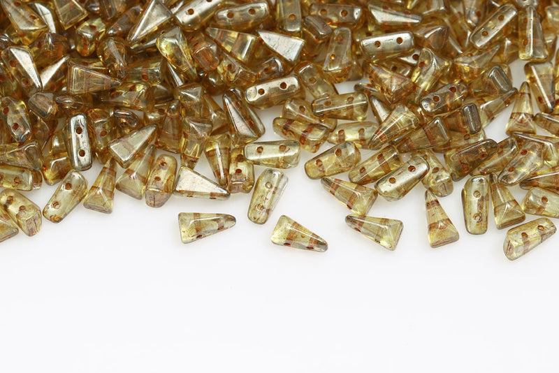 Vexolo 8×5mm Crystal Green Glaze 2-Hole Czech Beads