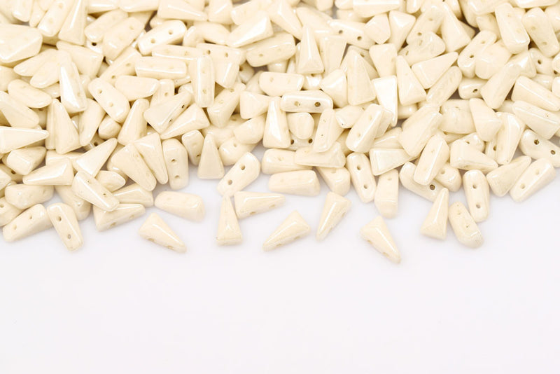 Vexolo 8×5mm Alabaster White Luster 2-Hole Czech Beads