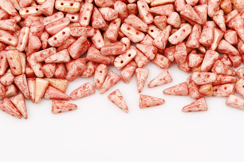 Vexolo 8×5mm Alabaster Red Terracotta 2-Hole Czech Beads