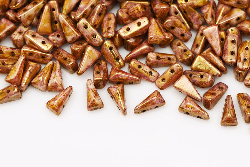 Vexolo 8×5mm Alabaster Senegal Brown-purple 2-Hole Czech Beads