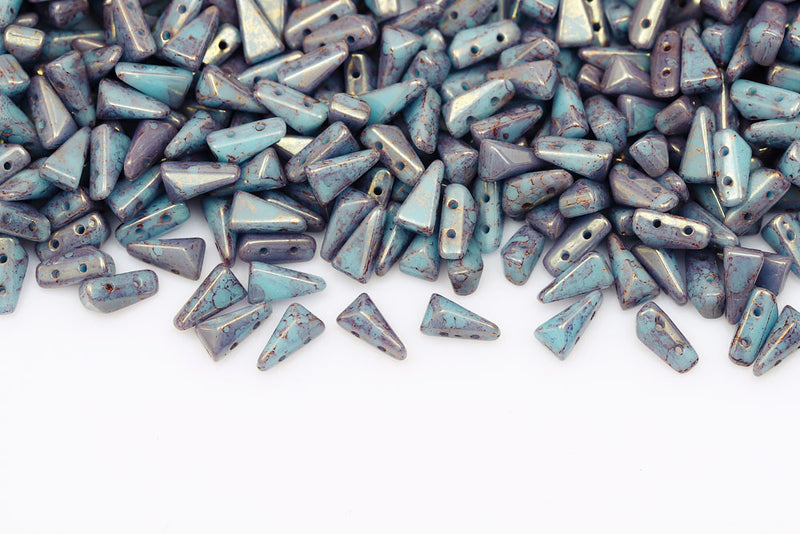 Vexolo 8×5mm Turquoise Blue Red Terracotta 2-Hole Czech Beads