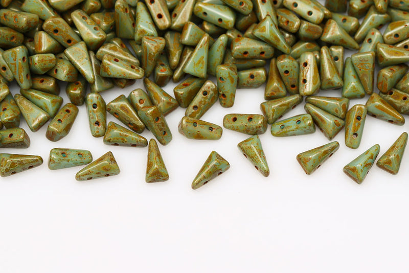 Vexolo 8×5mm Turquoise Blue Travertin 2-Hole Czech Beads