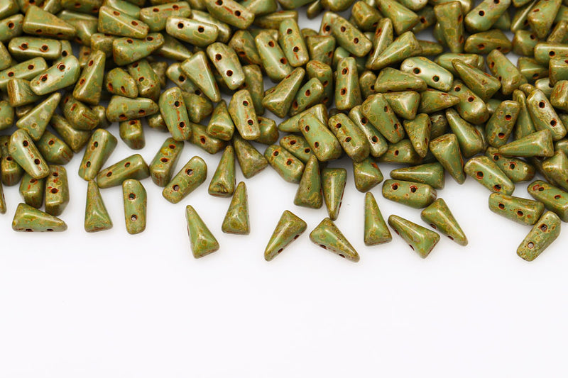 Vexolo 8×5mm Turquoise Green Travertin 2-Hole Czech Beads