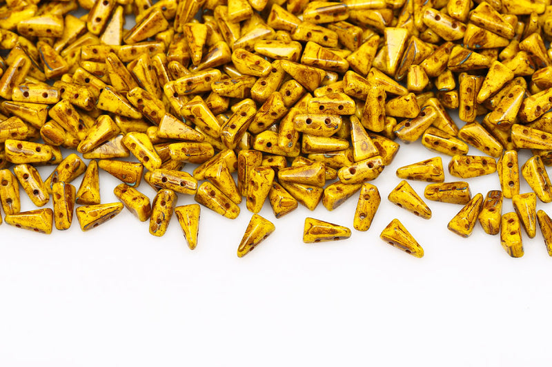 Vexolo 8×5mm Lemon Travertin 2-Hole Czech Beads