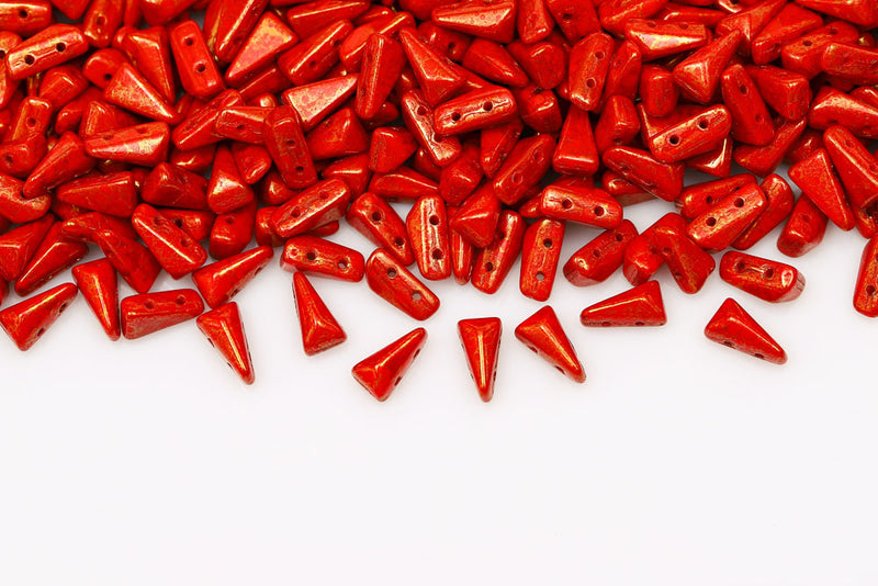 Vexolo 8×5mm Opaque Coral Red Red Terracotta 2-Hole Czech Beads