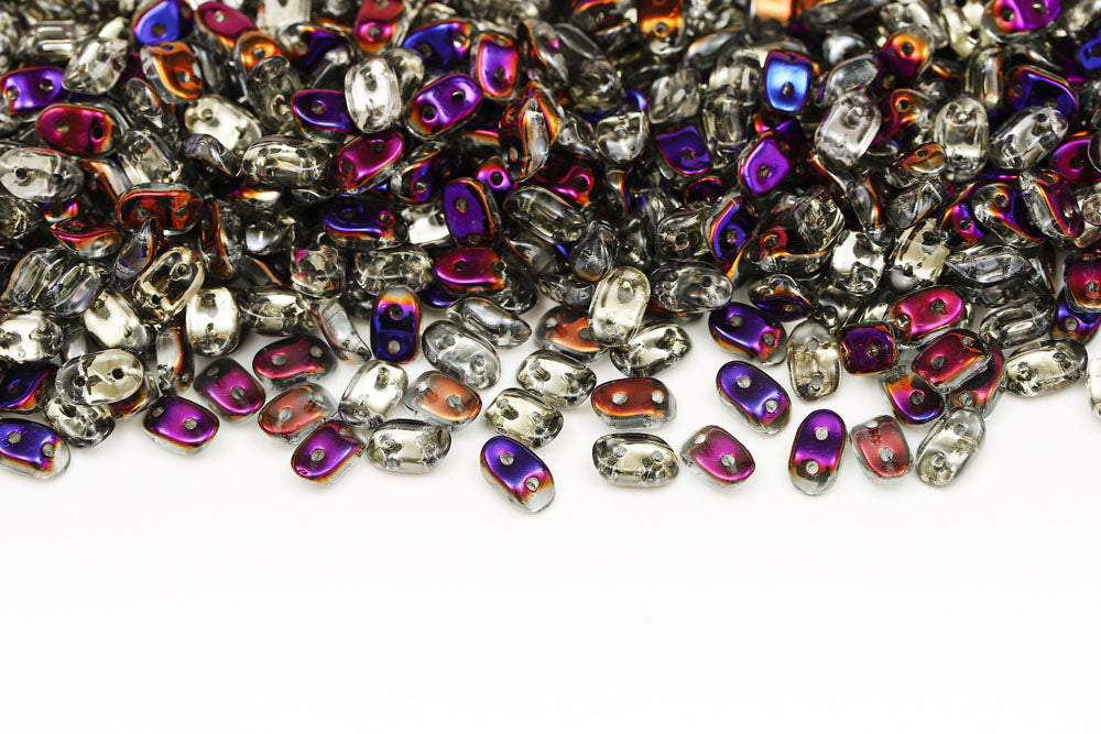 Wave 3×7mm Crystal Brown Flare 2-Hole Czech Beads