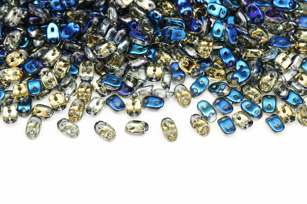 Wave 3×7mm Crystal Blue Flare 2-Hole Czech Beads