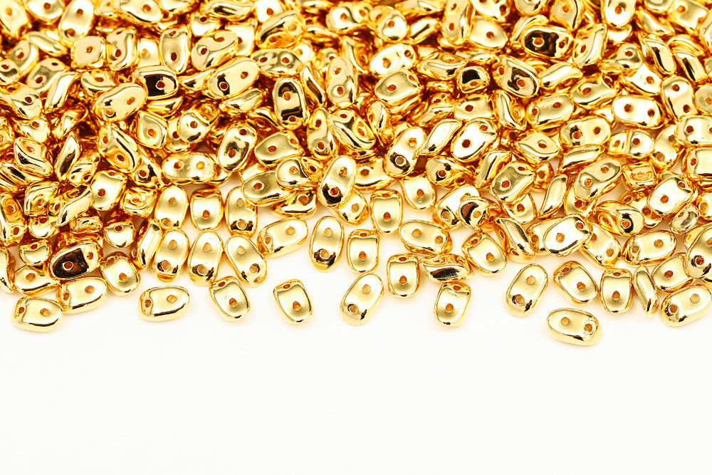 Wave 3×7mm Gold Plated 2-Hole Czech Beads
