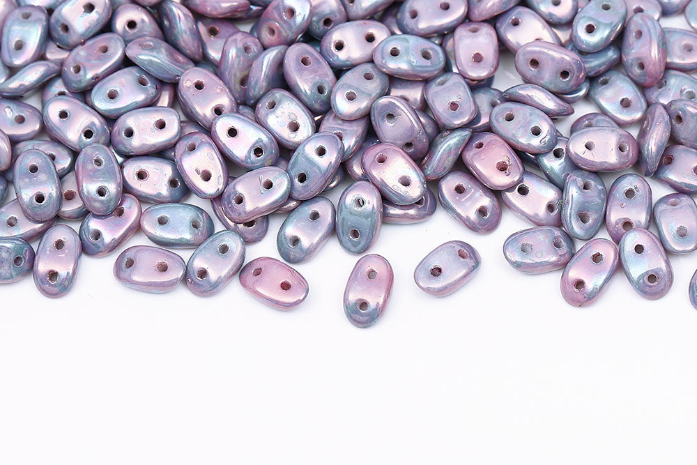 Wave 3×7mm Chalk Nebula 2-Hole Czech Beads