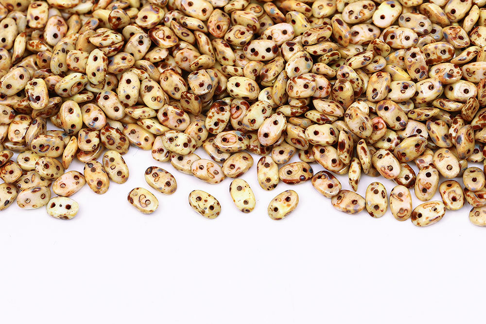 Wave 3×7mm Chalk Travertin 2-Hole Czech Beads