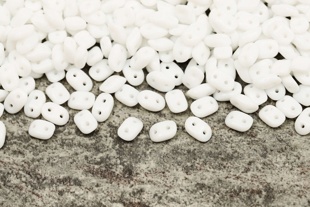 Wave 3×7mm Chalk 2-Hole Czech Beads