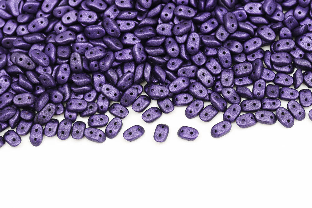 Wave 3×7mm Metallic Suede Purple 2-Hole Czech Beads