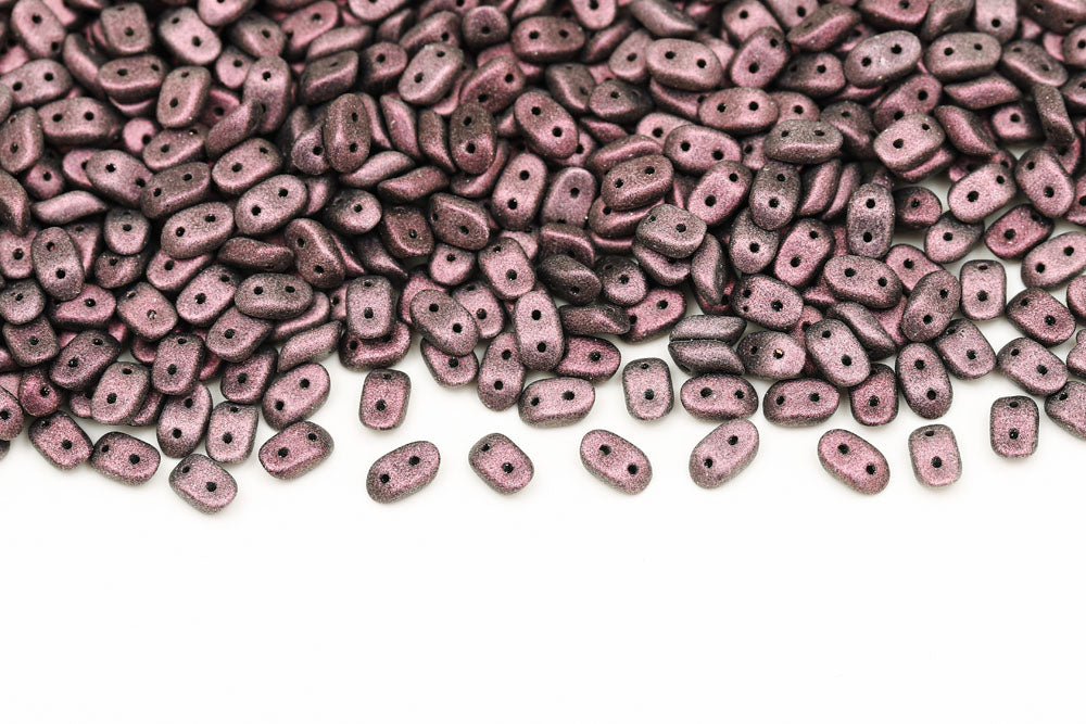 Wave 3×7mm Metallic Suede Pink 2-Hole Czech Beads