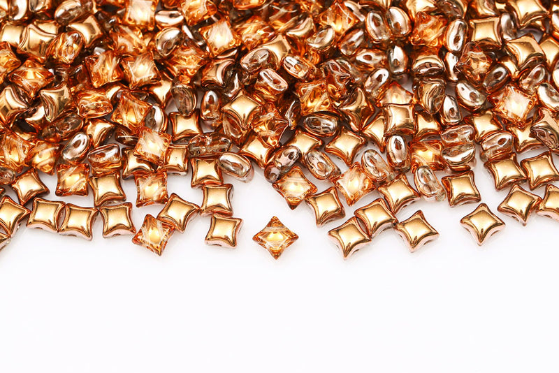 Wibeduo 8×8mm Crystal Capri Gold 2-Hole Czech Beads