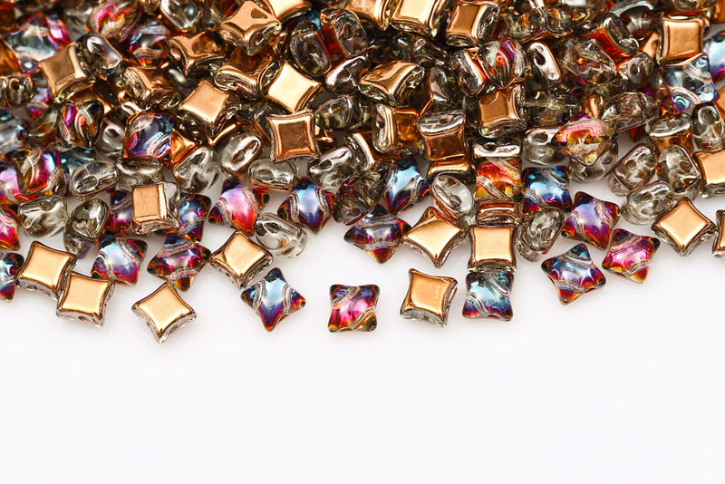 Wibeduo 8×8mm Crystal Red Purple Rose Gold Plated 2-hole Czech Beads