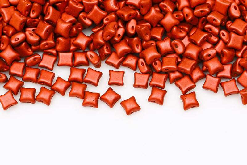Wibeduo 8×8mm Chalk Lava Red 2-Hole Czech Beads
